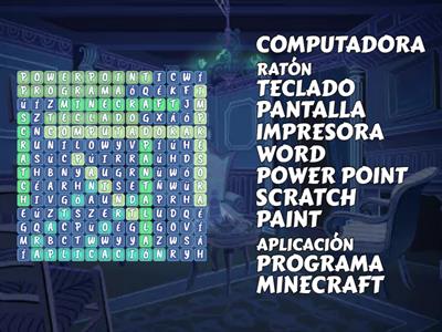 Sopa de letras sobre Hardware y software primaria