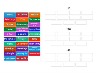 Prepositions of time and place