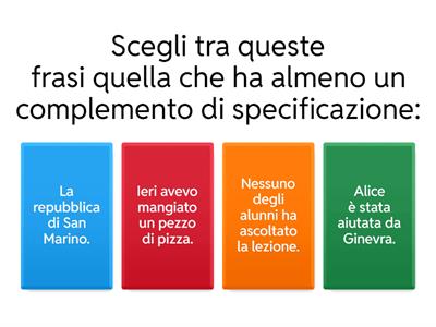 ESERCIZI SUL COMPLEMENTO DI SPECIFICAZIONE