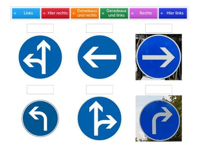 Diese Zeichen geben die vorgeschribene Fahrrichtung an.