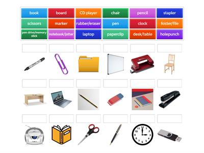 Classroom objects - matching exercise