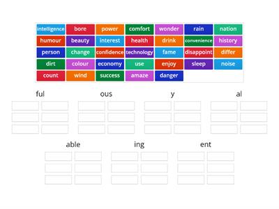 Suffixes AJECTIVES