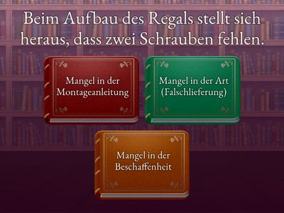 Mangelhafte Lieferung - Wählen Sie aus!