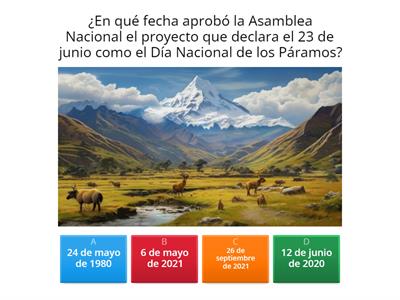 Responde correctamente las interrogantes acerca del Páramo Ecuatoriano.