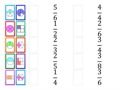 จับคู่เศษส่วนกับรูปภาพให้ถูกต้อง