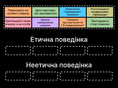 Вправа "Сортування: Етика Конфлікту"