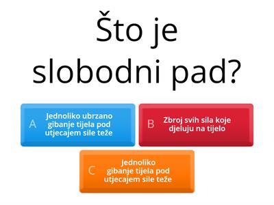 Slobodni pad na Zemlji 1. razred srednje škole