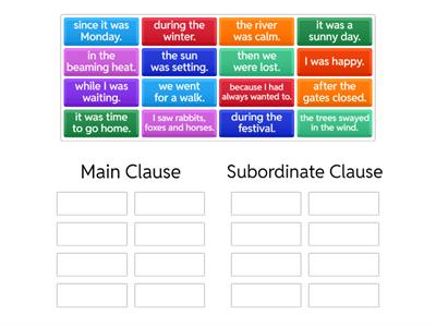 Organising Main and Subordinate Clauses