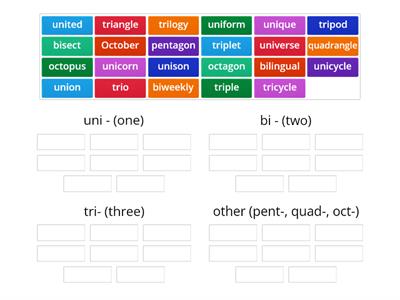 Green team sort 51 - uni- , bi-, tri-, other