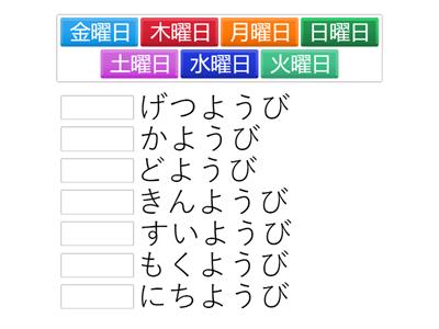 Days of the Week (Kanji to Hiragana)
