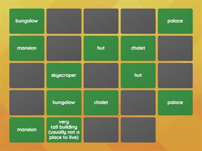 types of homes (and other things) -- Matching Game