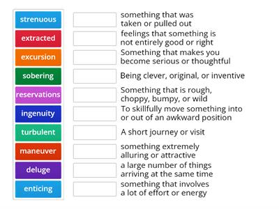 6 ELA Unit 2 Vocabulary 11-20 Match Up