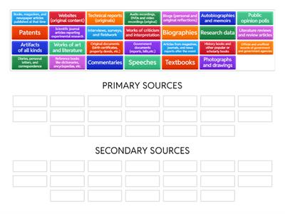 IDENTIFY PRIMARY AND SECONDARY SOURCES