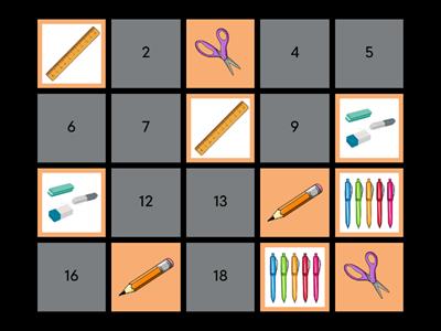 memory game about classroom objects