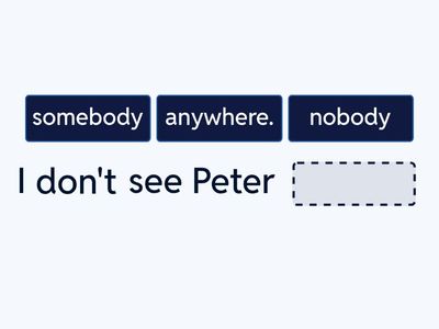 SHORT VERSION Something, somebody, anything, anyone, somewhere, anywhere.