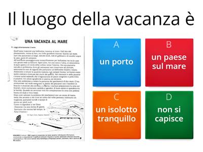 Verifica di lettura e comprensione del brano: Una vacanza al mare