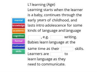 TKT Differences between L1 and L2 learning