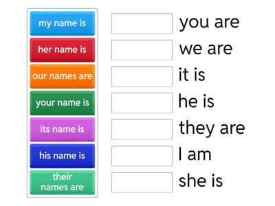 subject pronouns / possessive adjectives no names