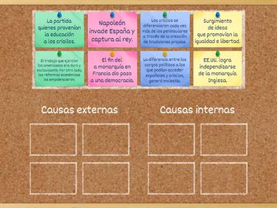 Causas internas y externas de la independencia de América y Chile.