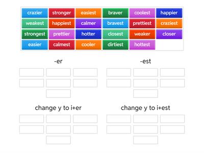 sort 53 comparatives -er, -est
