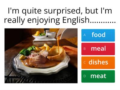 food, dish, meal vocabs B2