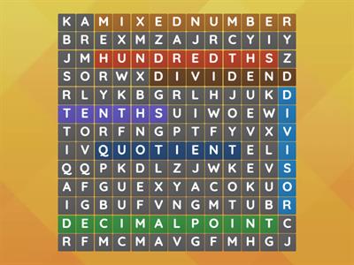Math wordsearch