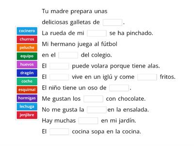 Completa la oración con la palabra correcta