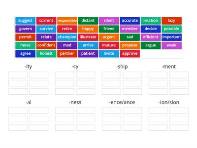  Word Formation. Noun Suffixes review 