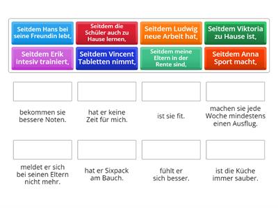 Temporalsätze mit seitdem - Ordnen Sie zu.