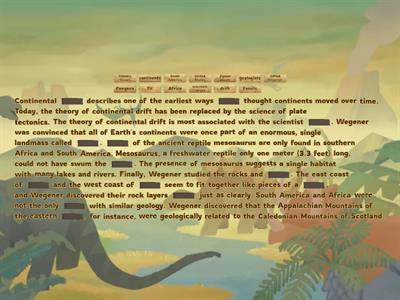 Continental Drift: Fill in the blank 