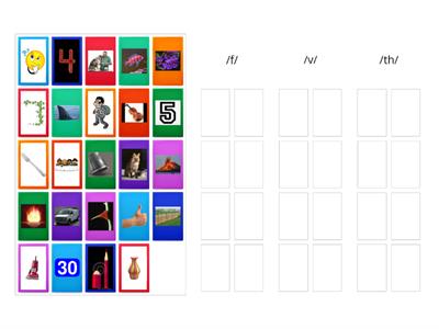 picture sort /f/   /th/  and  /v/ 