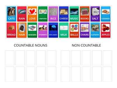 COUNTABLE NOUNS AND NON COUNTABLE NOUNS