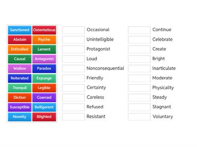 10th Grade Vocab #2- Antonyms