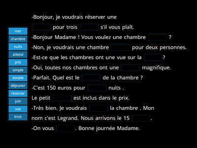 Réserver une  chambre dans un hôtel : Unité 10