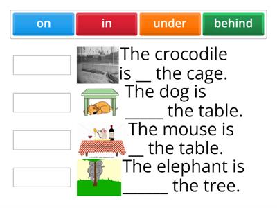 in - on - under - behind