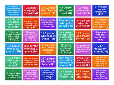 JOBS – DEFINITIONS BAGS – DEFINITIONS