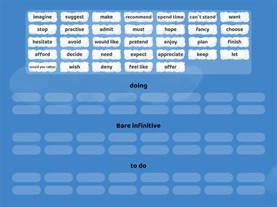 Gerund/infinitive/bare infinitive