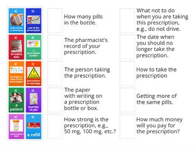 Reading a prescription label: Match-up