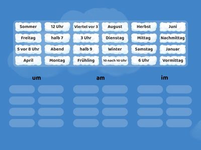 Předložky um/am/im (procvičování)