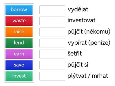 2a money verbs English Czech