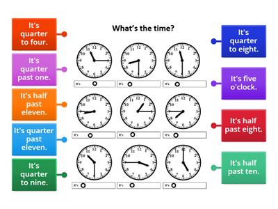 Time - half past, quarter past, quarter to