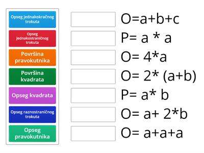 Kvadrat, trokut, pravokutnik (Formule ze opseg i površinu)