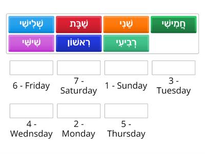 Days of the week - Hebrew