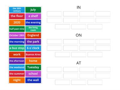 PREPOSITIONS IN ON AT