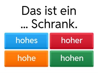 Deklination der Adjektive (Möbel)