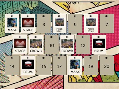 Carnival Vocabulary Memory Game OU5 U3