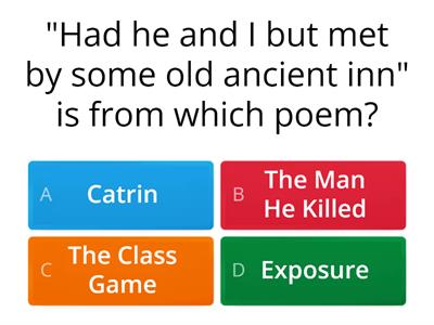 GCSE conflict poetry anthology quiz