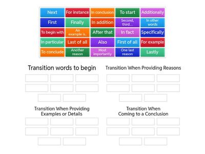 Transition Words for providing support