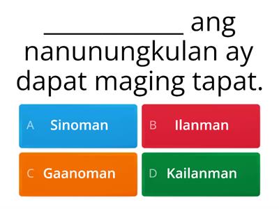 Punan ng angkop na panghalip na panaklaw.