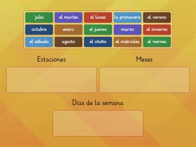 grupos: estaciones, meses, días de la semana, puntos cardinales